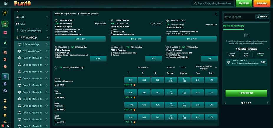 Página de futebol da PlayIO